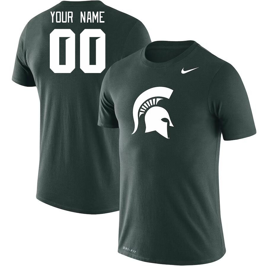 Custom Michigan State Spartans Name And Number College Tshirt-Green - Click Image to Close